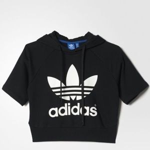 Adidas Graphic Short Sleeved Cropped Hoodie
